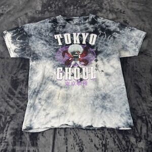 Tokyo Ghoul T-Shirt Mens Medium Black White Tie Dye Ken Kaneki Anime Graphic
